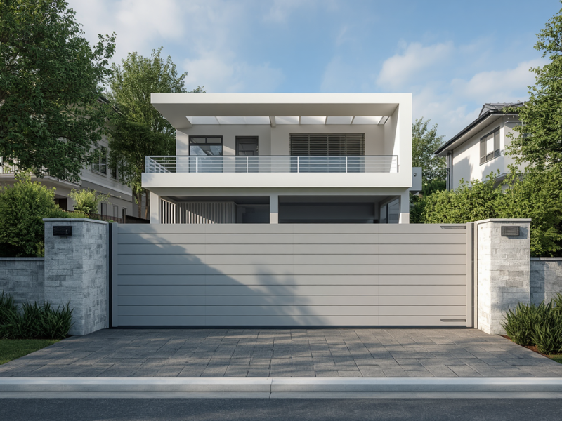 Sloped driveway gate automation installation sliding gate system