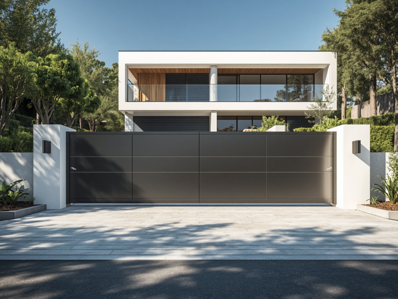 Sliding gate track drainage for sloped driveway automation