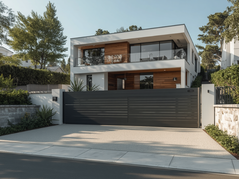 Gate automation for sloped driveway residential sliding gate system