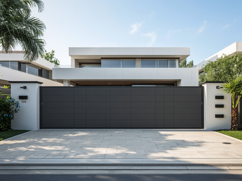 Residential sliding gate kit for wide driveway secure entrance