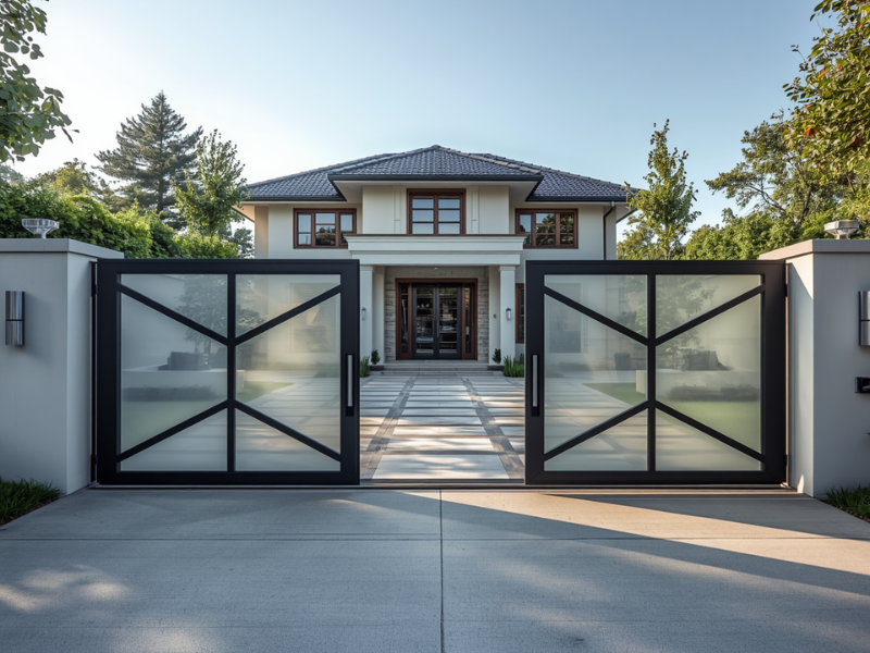 Swing gate opener for double gate modern residential entrance system