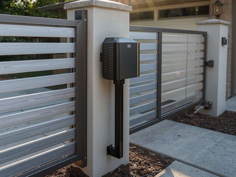 Above-ground gate opener with articulated arm residential swing gate