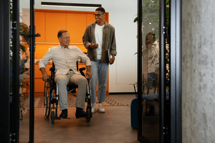 Modern automatic doors use powered operators, sensors, and access controls to open and close doors automatically with minimal physical effort.