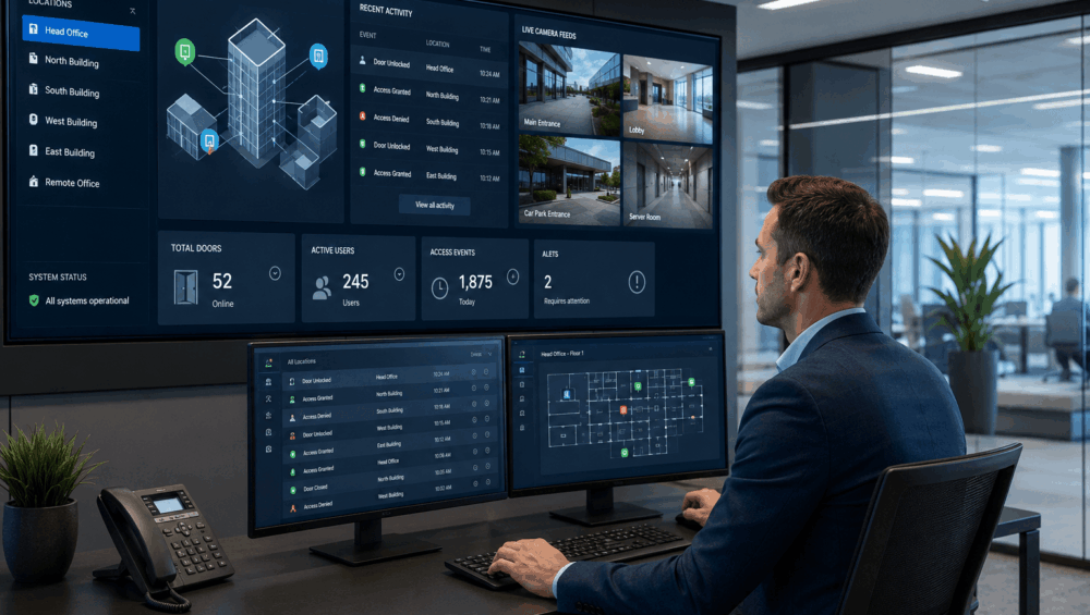 Discover how cloud access control for office environments helps managers oversee multiple entrances, users, and locations from a single dashboard