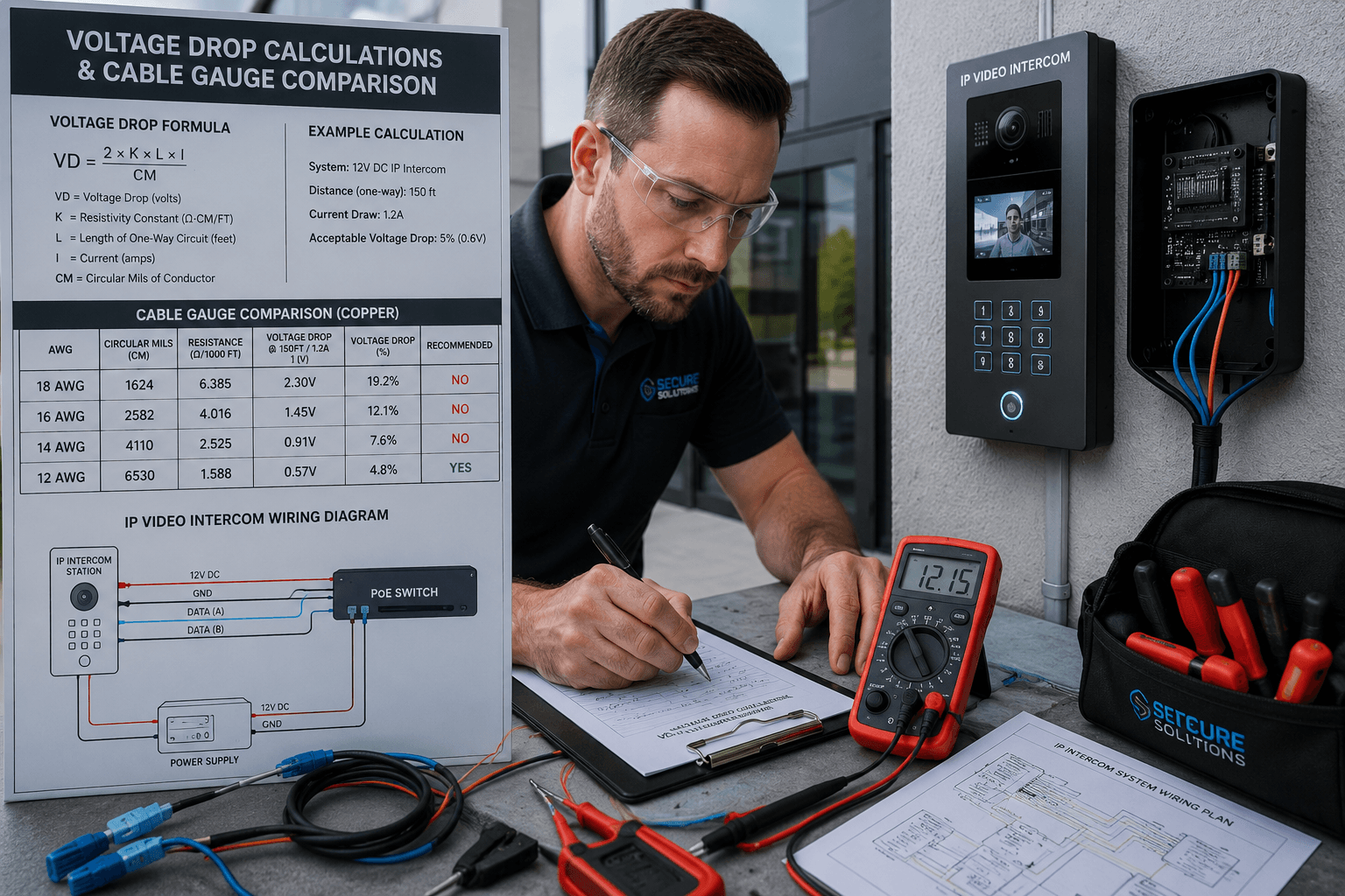 Calculate Intercom Cabling Voltage Drop and Select the Right Cable Gauge