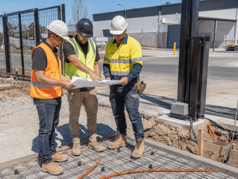 The best time to involve the gate automation installer is before the cantilever gate concrete slab is finalised.